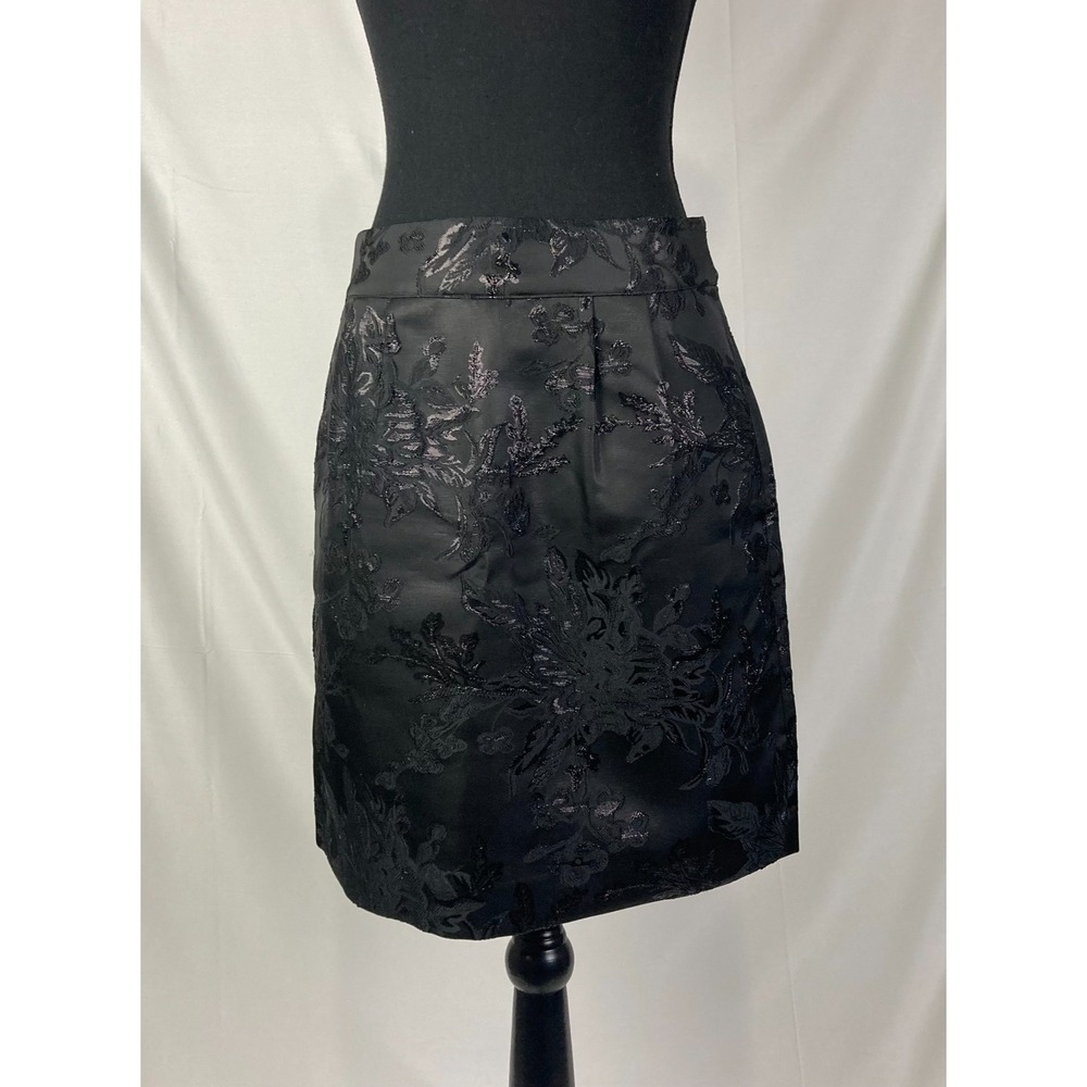 RW&CO. NWT Black Floral Metallic Jacquard Mini Skirt Size 6